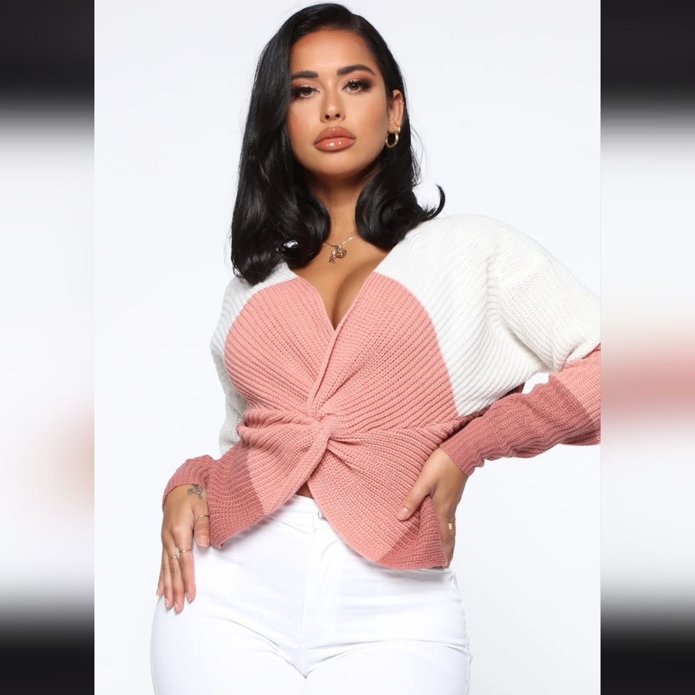 Pink knotted sweater